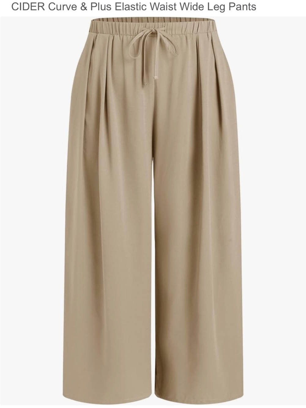 Cider Women’s Tan Elastic-Waist Wide Leg Pants